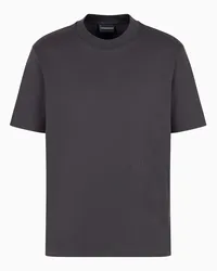 Emporio Armani OFFICIAL STORE T-shirt In Jersey Pima Con Stampa Logo Lettering Laterale Asv Grigio