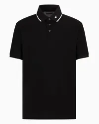 Emporio Armani OFFICIAL STORE Polo In Piquet Mercerizzato Con Ricamo Micro Eagle Nero