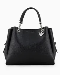 Emporio Armani OFFICIAL STORE Borsa A Mano Effetto Palmellato Con Charm Aquila Nero