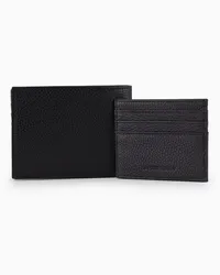 Emporio Armani OFFICIAL STORE Gift Box Con Portafoglio E Portacarte In Pelle Bottalata Nero