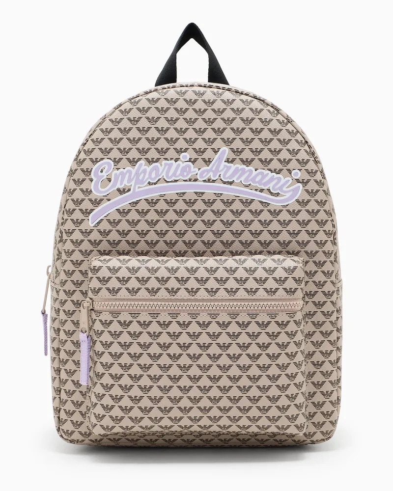 Emporio Armani Zaino roundshape eagle all over e logo baseball Marrone