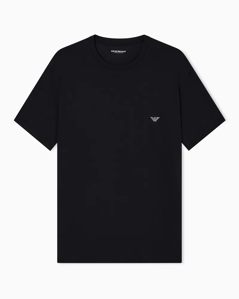 Emporio Armani T-shirt loungewear fitted fit in soft modal Nero