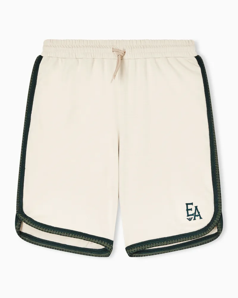 Emporio Armani Shorts in jersey con tape passamaneria Eagle Club Bianco