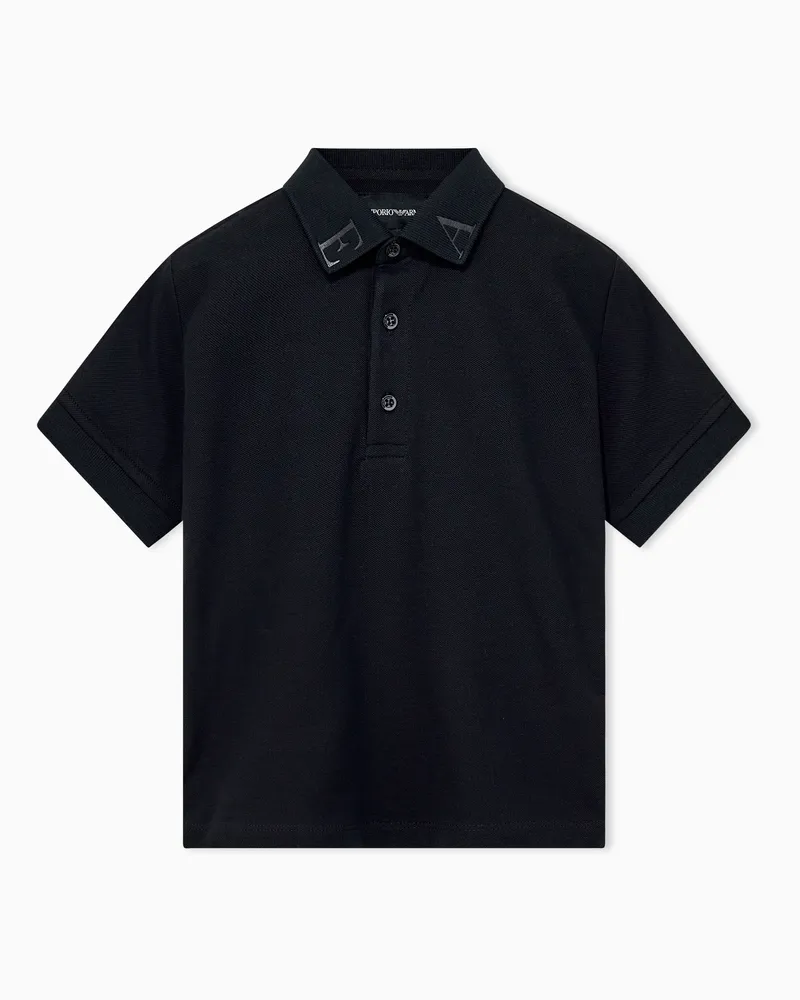 Emporio Armani Polo a maniche corte in piquet di cotone Blu