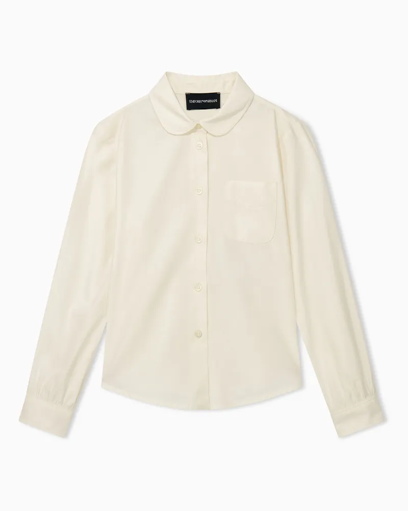 Emporio Armani Camicia regular fit in popeline di cotone e viscosa Bianco