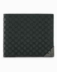 Emporio Armani OFFICIAL STORE Portafoglio Coin Pocket In Pelle Con Pattern A Rilievo All Over Verde