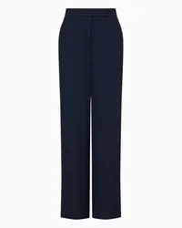 Emporio Armani OFFICIAL STORE Pantaloni Palazzo In Cady Canneté Icon Blu