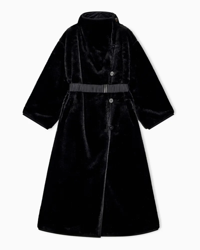 Emporio Armani Cappotto over in nylon leggero con imbottitura in piuma Nero