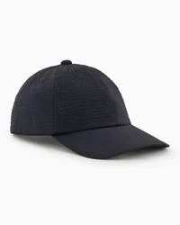 Emporio Armani OFFICIAL STORE Cappello Da Baseball In Tessuto Seersucker Tecnico Blu