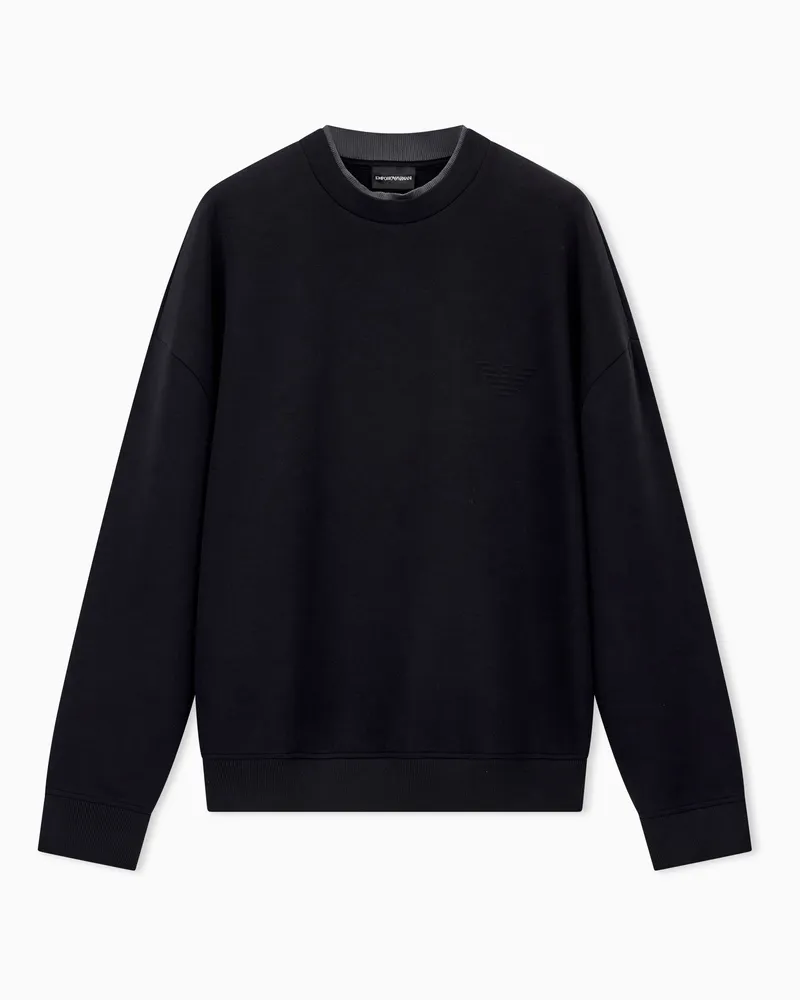 Emporio Armani Felpa in double jersey con ricamo aquila Nero