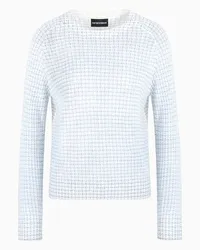 Emporio Armani OFFICIAL STORE Maglione In Puro Cashmere Rasato Stampa Pied De Poule Astratto All Over Azzurro