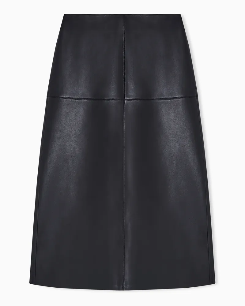 Emporio Armani Gonna midi in nappa di agnello concia vegetale ASV Nero