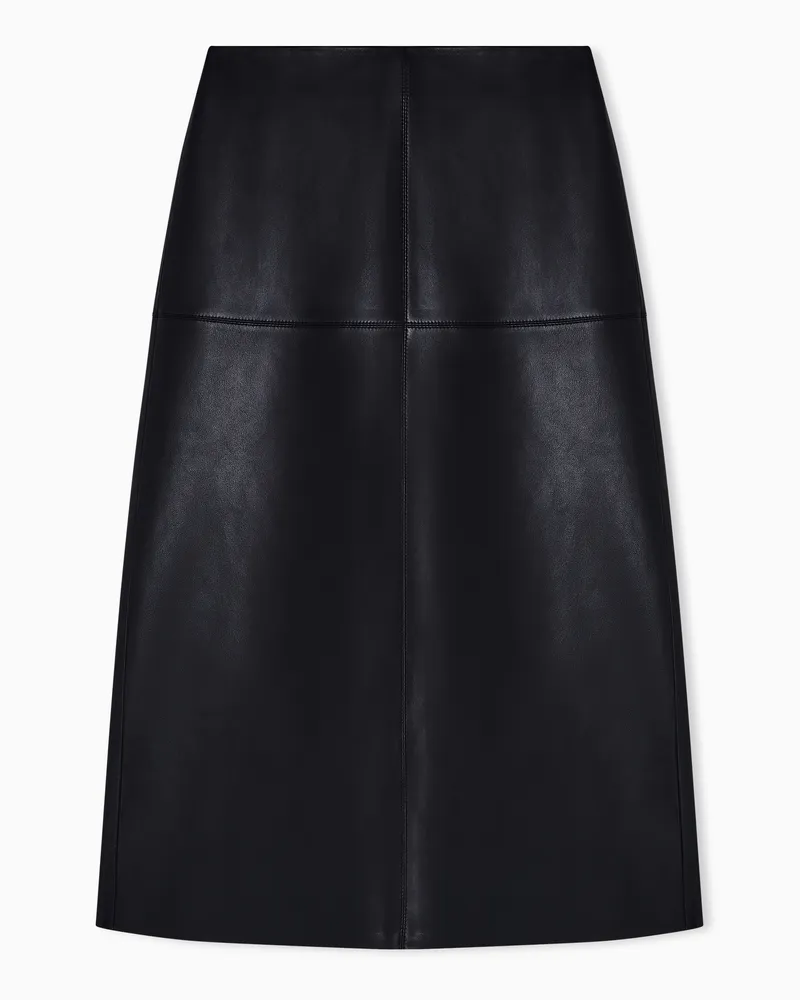 Emporio Armani Gonna midi in nappa di agnello concia vegetale Nero