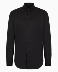 Emporio Armani OFFICIAL STORE Camicia In Popeline Di Cotone Stretch Nero