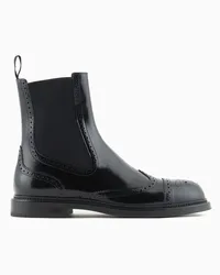 Emporio Armani OFFICIAL STORE Beatles In Pelle Spazzolata Con Punzonature Coda Di Rondine Nero