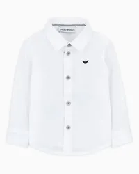 Emporio Armani OFFICIAL STORE Camicia In Cotone Stretch Con Ricamo Aquila Bianco