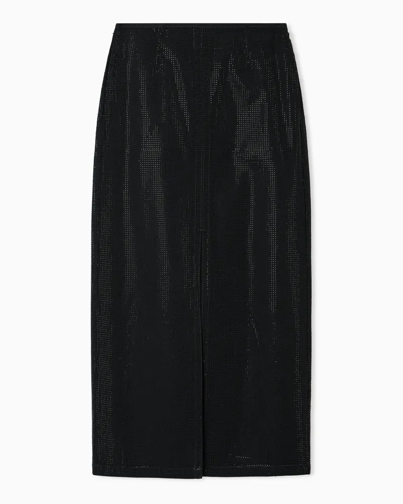 Emporio Armani Gonna lunga in drill con micro borchie all over Nero