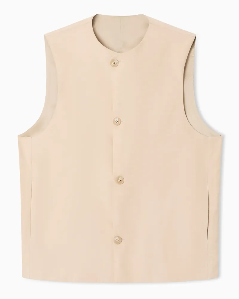 Emporio Armani Gilet monopetto in tessuto effetto cupro Cammello