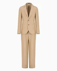 Emporio Armani OFFICIAL STORE Abito Monopetto Modern Fit In Crepe Di Misto Lino E Viscosa Beige