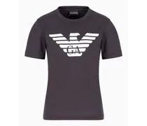 Emporio Armani OFFICIAL STORE T-shirt In Jersey Organico Con Stampa Logo Asv Blu