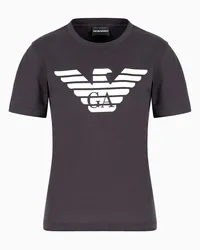 Emporio Armani OFFICIAL STORE T-shirt In Jersey Organico Con Stampa Logo Asv Blu