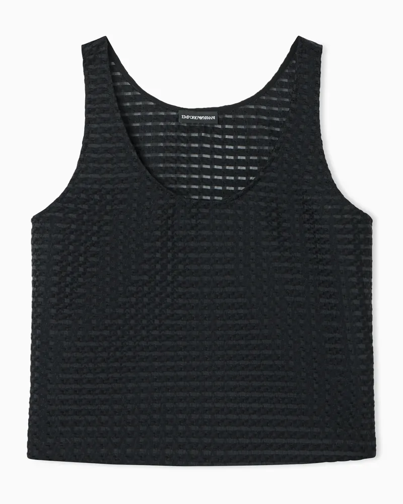 Emporio Armani Top in tessuto jacquard effetto vichy 3D Nero