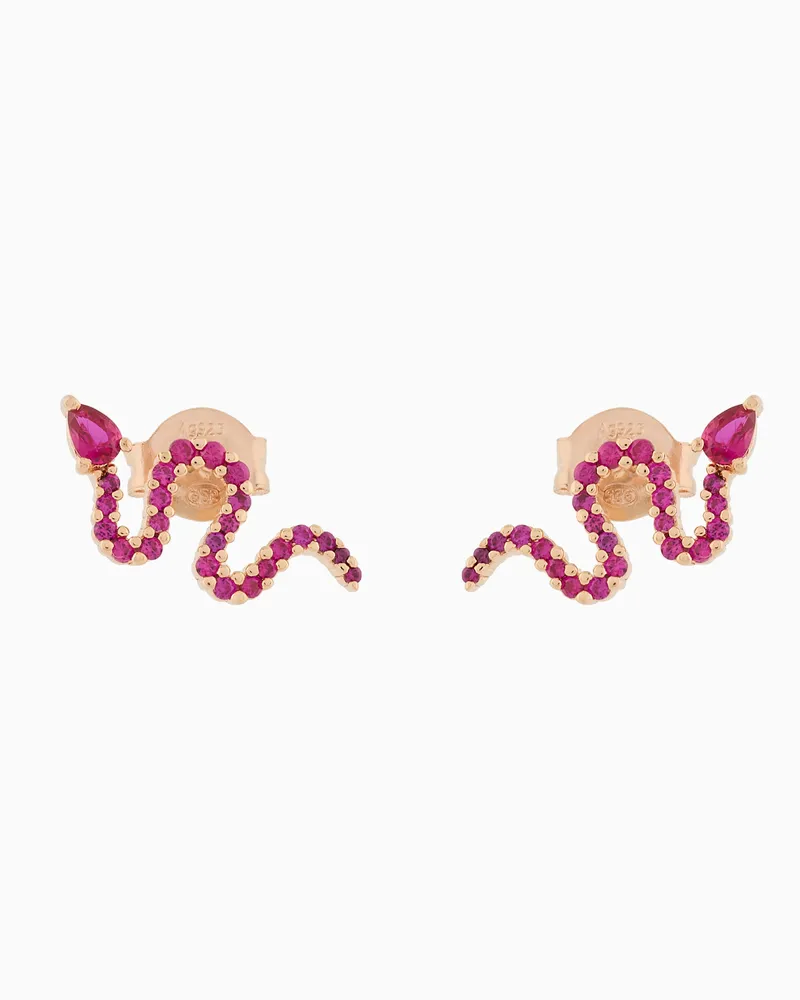 Emporio Armani Orecchini a bottone in argento sterling placcato oro rosa 14 carati Multicolore
