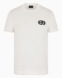 Emporio Armani OFFICIAL STORE T-shirt In Jersey Misto Lyocell Con Ricamo Logo Ea A Rilievo Asv Bianco