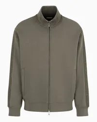 Emporio Armani OFFICIAL STORE Felpa Full Zip In Double Jersey Con Tape Logo Lettering A Rilievo Militare