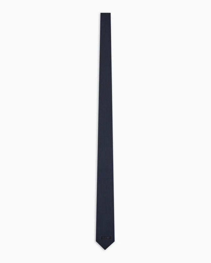 Emporio Armani Cravatta in pura seta ottoman a righe Blu