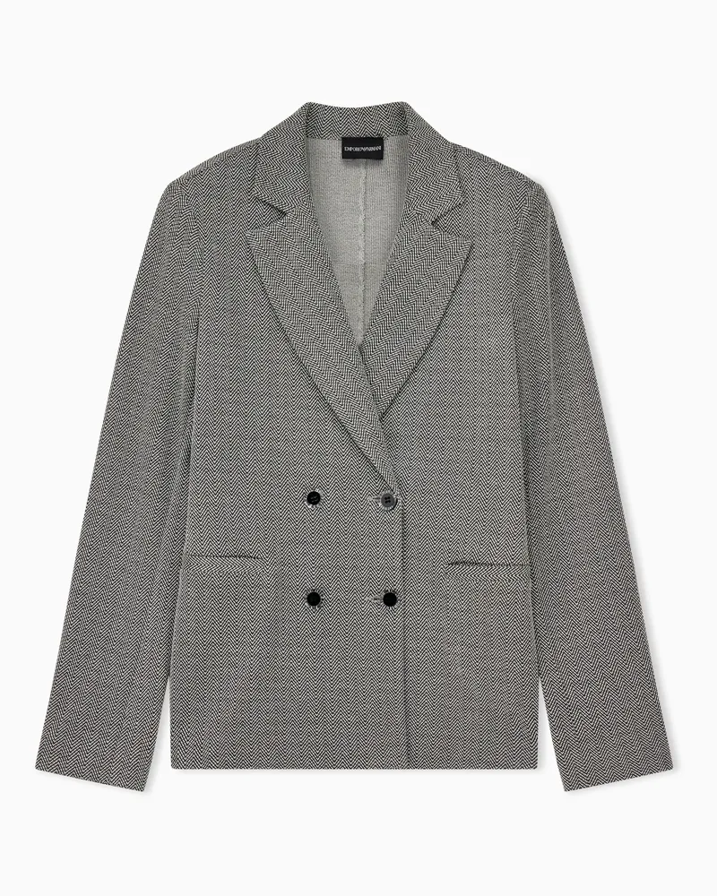 Emporio Armani Blazer in jersey con motivo chevron Nero
