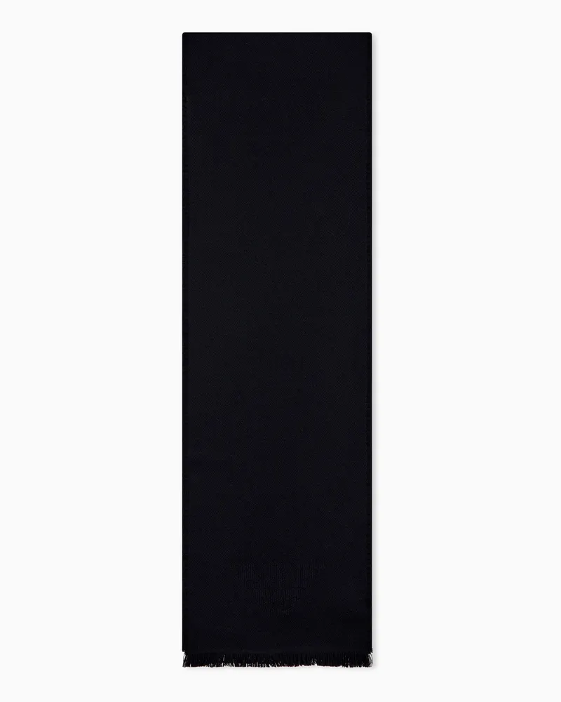 Emporio Armani Sciarpa in lana vergine con frange Nero