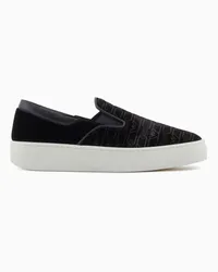 Emporio Armani OFFICIAL STORE Slip On In Velluto Monogram Nero