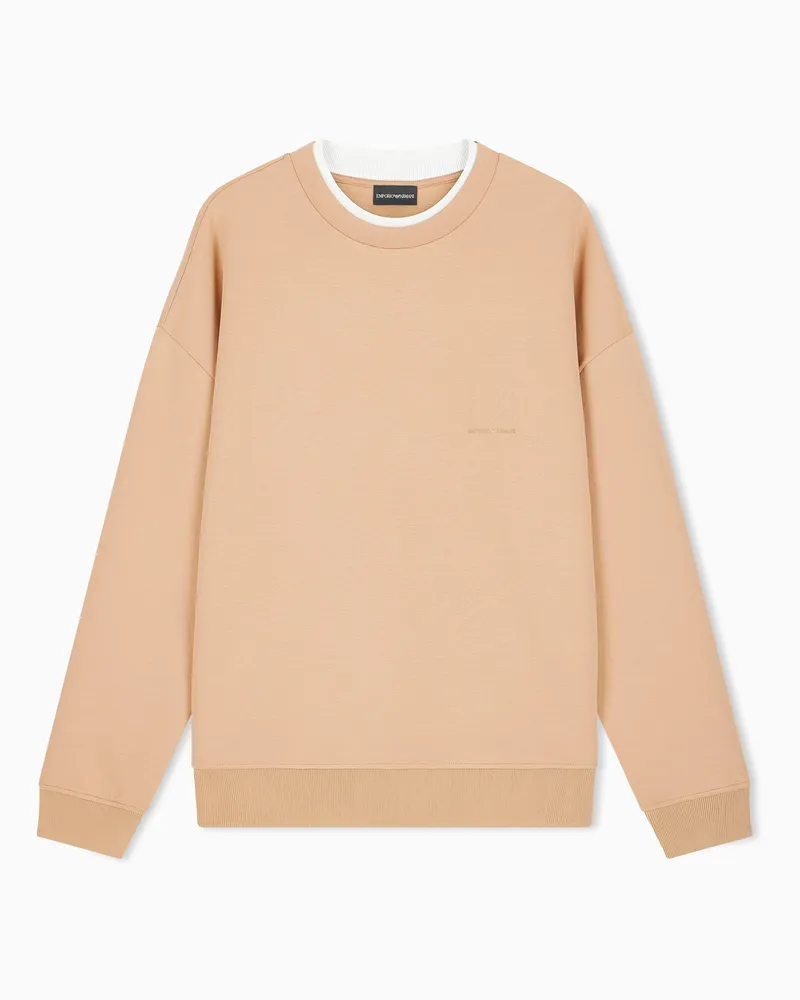 Emporio Armani Felpa in double jersey con ricamo aquila Bianco