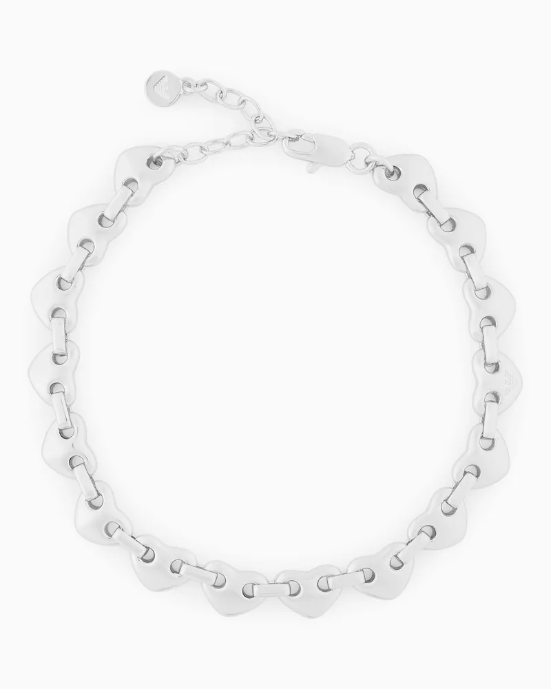 Emporio Armani Collana con catena a forma di cuore in ottone color argento Multicolore