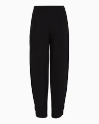 Emporio Armani OFFICIAL STORE Pantaloni In Tessuto Punto Milano Stretch Con Piega Sul Fondo Nero