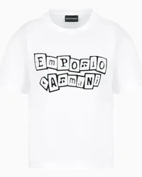 Emporio Armani OFFICIAL STORE T-shirt In Jersey Organico Con Patch Logo Touch Spugna Asv Bianco