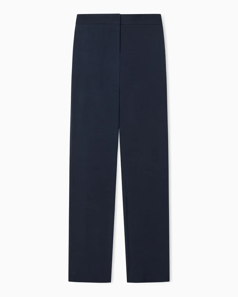 Emporio Armani Pantaloni con piega laterale in twill lavato Blu