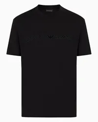 Emporio Armani OFFICIAL STORE T-shirt In Jersey Light Con Ricamo Logo Asv Nero