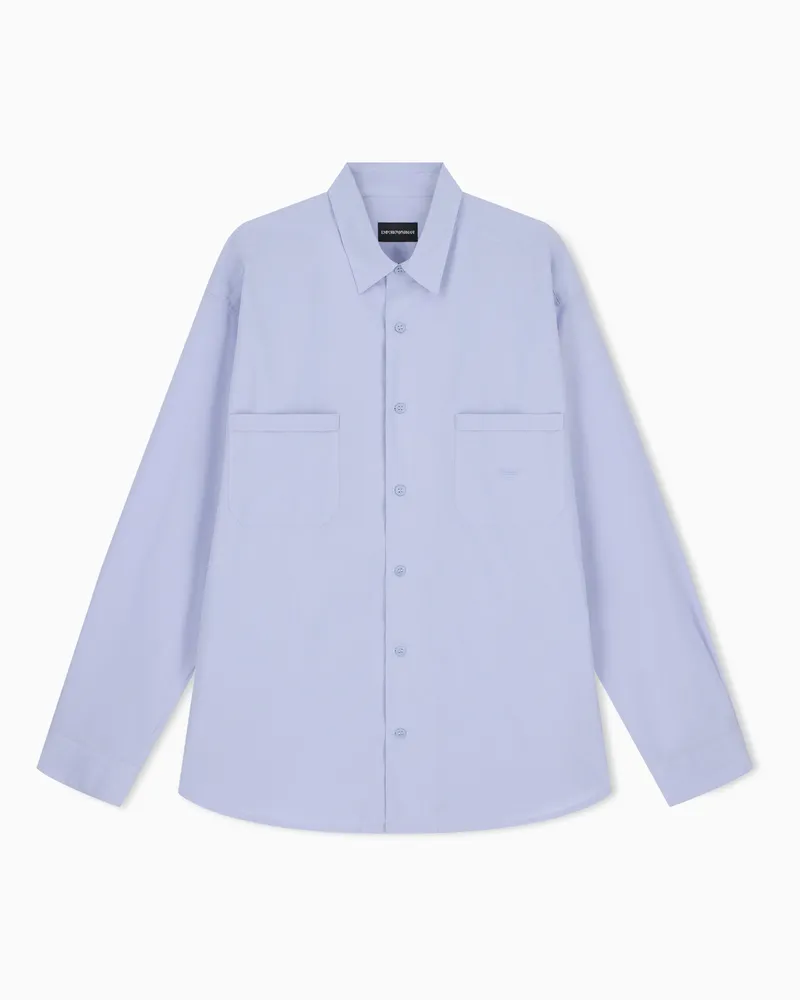 Emporio Armani Camicia in chambray di cotone mano seta Azzurro