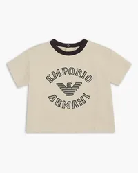 Emporio Armani OFFICIAL STORE T-shirt In Jersey Con Ricamo Maxi Logo Asv Beige