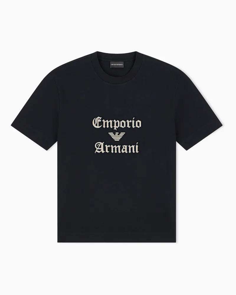 Emporio Armani T-shirt in jersey heavy con logo a rilievo soft Nero