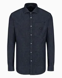 Emporio Armani OFFICIAL STORE Camicia In Denim Con Tasca E Patch Logo Denim