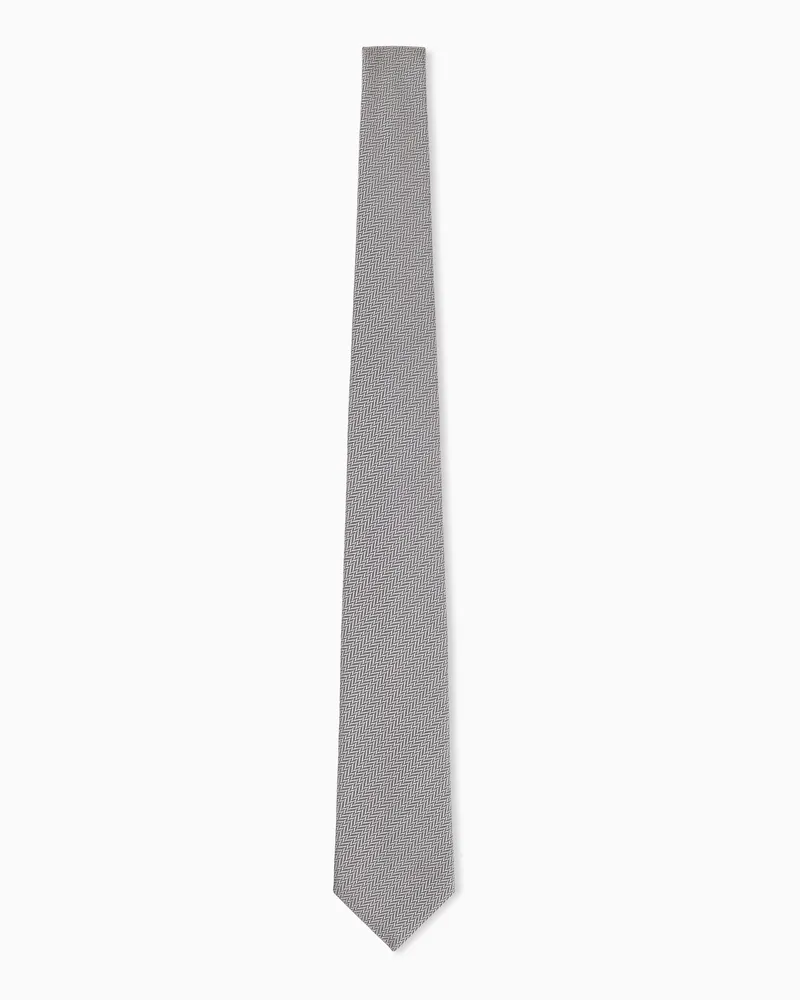 Emporio Armani Cravatta in seta con motivo spigato Grigio