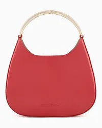 Emporio Armani OFFICIAL STORE Borsa Hobo Piccola In Vernice Con Manico Logato In Metallo Rosso