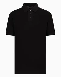 Emporio Armani OFFICIAL STORE Polo In Piquet Mercerizzato Con Dettagli A Coste Nero