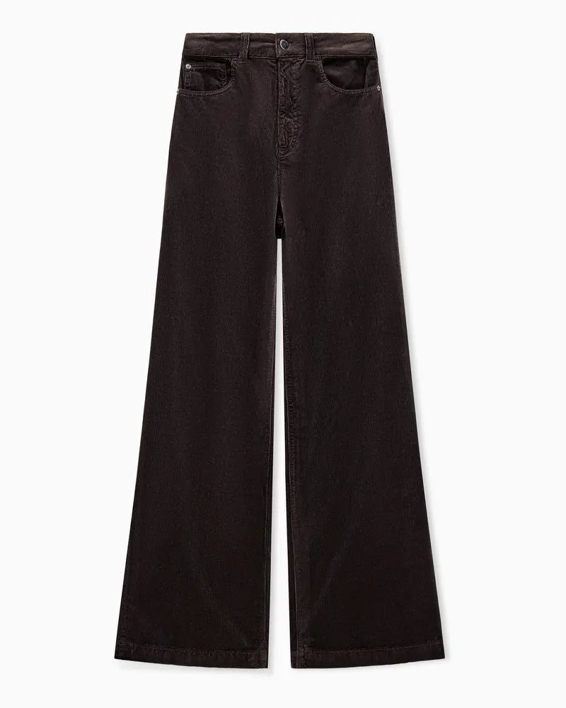 Emporio Armani Pantaloni 5 tasche in velluto di cotone e modal tinto capo Marrone