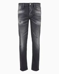 Emporio Armani OFFICIAL STORE Jeans J75 Slim Fit In Denim Vintage Made In Italy Con Rotture Nero