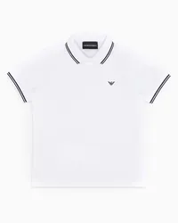 Emporio Armani OFFICIAL STORE Polo In Piquet Stretch Con Profili A Righe Bianco