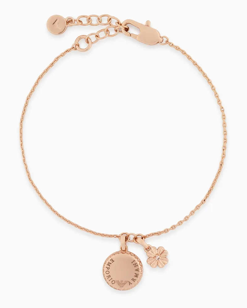 Emporio Armani Bracciale con ciondolo in ottone color oro rosa Multicolore